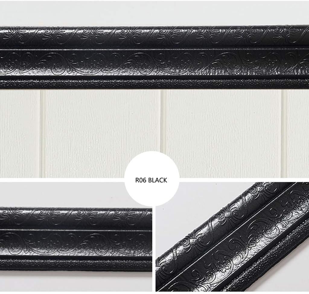 3D Wall Panels Peel and Stick, Brick Wallpaper, Self-Adhesive Wall Edging Strip Border Waterproof Home Decor (Black)