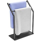 Gypie Hand Towel Holder Stand for Bathroom -Heavy Duty 304 Stainless Steel Ideal Countertop Hand Towel Rack with Silicone Pad, Black