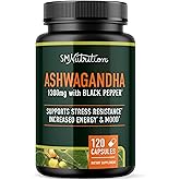 Ashwagandha Supplement 1300mg for Stress Resistance & Energy Boost | High Absorption Adaptogen from Root Powder with Black Pepper | Stress-Related Fatigue Support | Non-GMO | 120ct, 2-Month Supply
