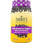 Zarbee’s Elderberry Gummies Daily Immune Support Supplement with Vitamins A C D E & Zinc, Black Elderberry Extract, Natural Berry Flavor, Vegetarian, Gelatin-Free, 60 ct