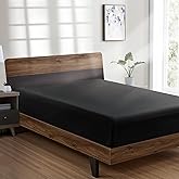FreshCulture Twin XL Fitted Sheet Only - Hotel Quality Fitted Sheet Twin XL Size - Ultra Soft & Breathable - Brushed Microfiber - Deep Pocket - Cooling Fitted Sheets for Twin XL Size Bed (Black)