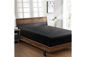 FreshCulture Queen Fitted Sheet - Hotel Quality, Ultra Soft & Breathable Brushed Microfiber, Deep Pocket, Cooling, Queen Size Bed (Black)