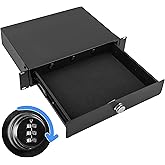 Eastrexon 2U Rack Mount Drawer, Server Rack Drawer w/Combination Lock & Foam Pad, Powder Coated Locking Rack Drawer for 19 Inch Network Equipment/Server/DJ/AV Racks, Cabinets and Enclosures