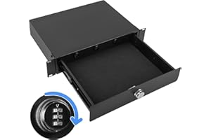 Eastrexon 2U Rack Mount Drawer, Server Rack Drawer w/Combination Lock & Foam Pad, Powder Coated Locking Rack Drawer for 19 Inch Network Equipment/Server/DJ/AV Racks, Cabinets and Enclosures