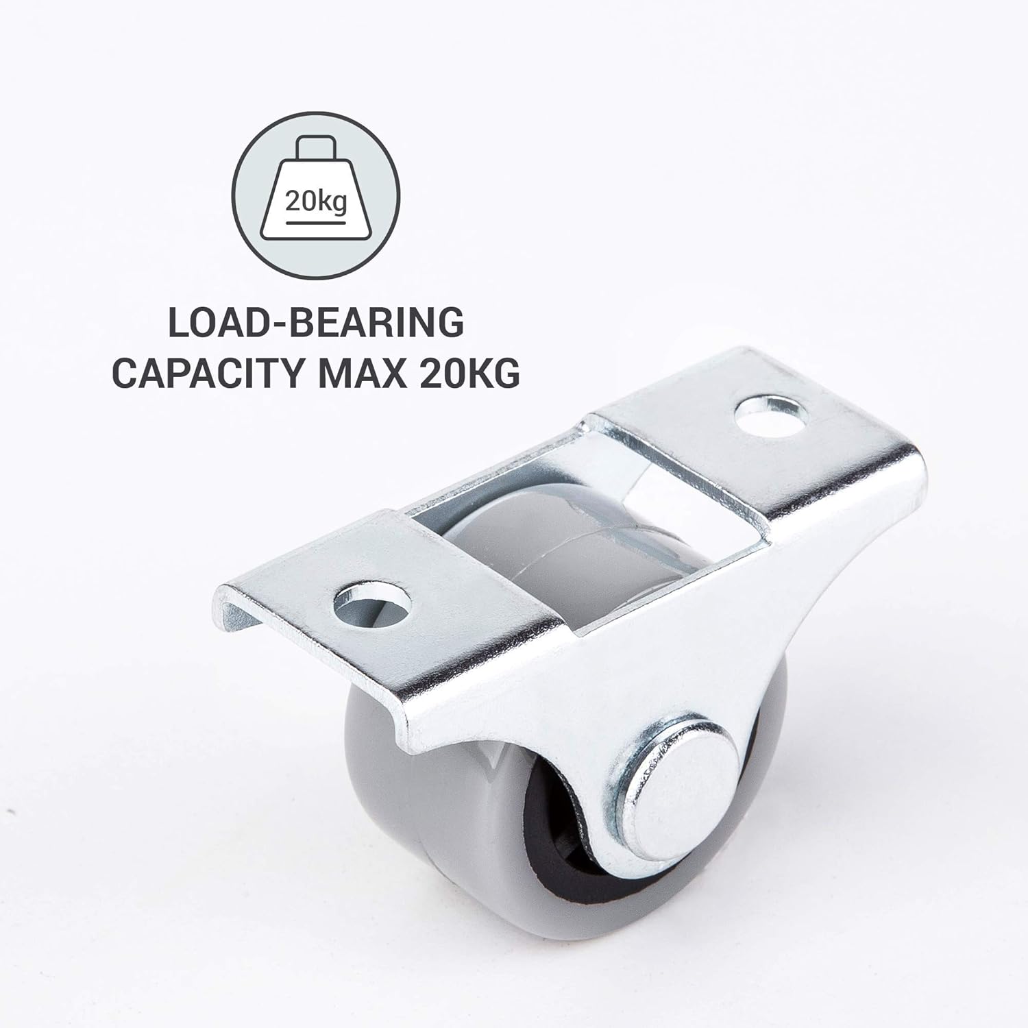4 x 25mm Mini Rubber Castors with Metal Plate for Furniture and Equipment, Grey and Silver - Image 5
