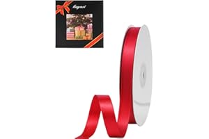 LIUYAXI Red Double Face Satin Ribbon 1/2" X 50 Yards, Ribbons Perfect for Crafts, Gift Wrapping, Bow Making and More