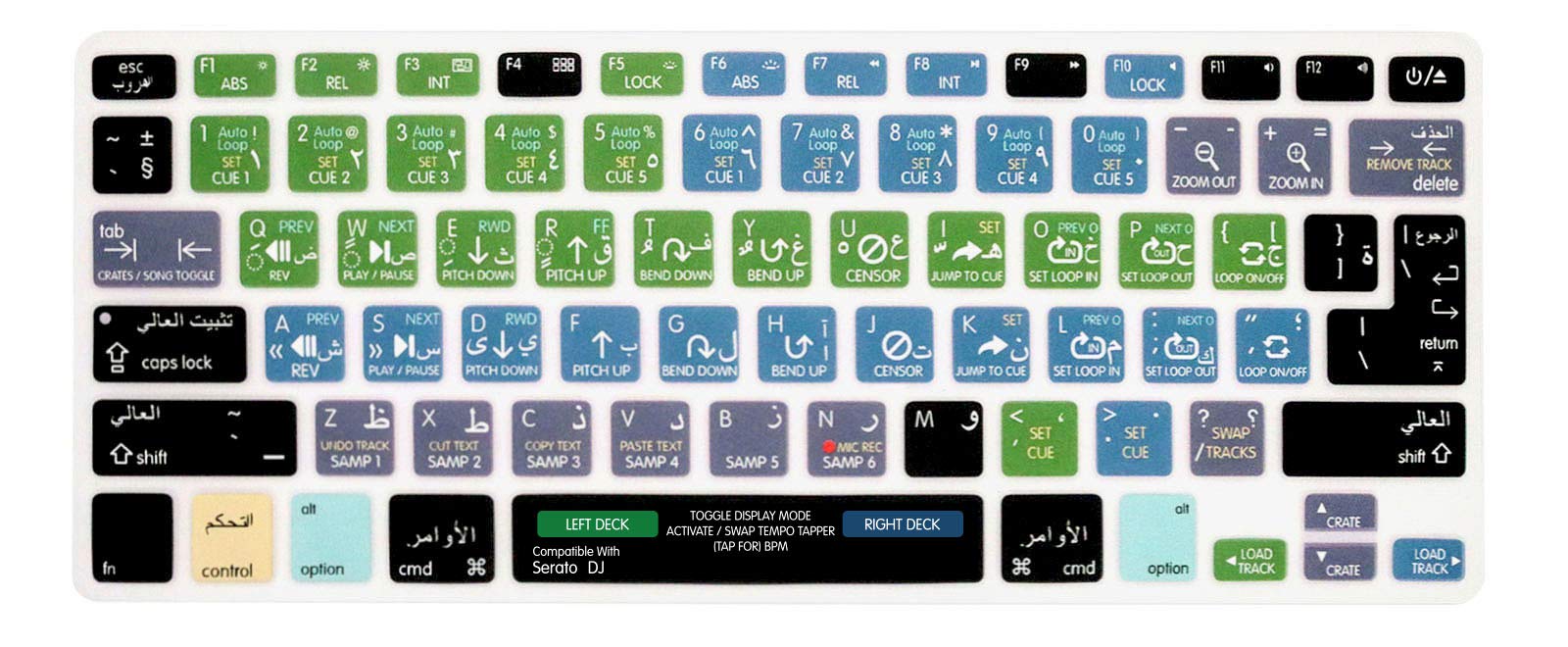 MMDW Arabic Language Serato DJ Hotkey Shortcuts Skin Keyboard Cover for MacBook Pro 13" 15" 17"(with or w/out Retina Display) Silicone Skin for MacBook Old Air 13"European/USA Keyboard Layout