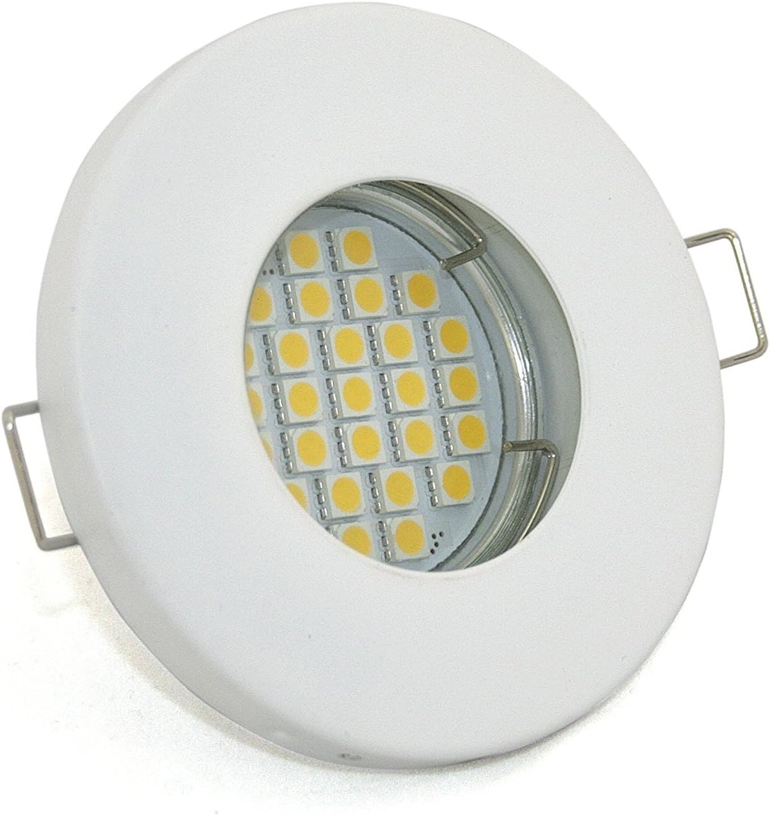 230V Bad Einbaustrahler IP65 Farbe weiß + GU10 LED 5W für Nass ...