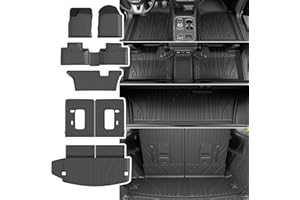 powoq Floor Mat Compatible with 2016-2026 Dodge Durango 7 Seats Trunk Liner 3rd Backrest Mat Replacement for 2016-2026 Dodge Durango Accessories (Trunk Mat+3rd Backrest Mat+7 Seats Floor Mat)
