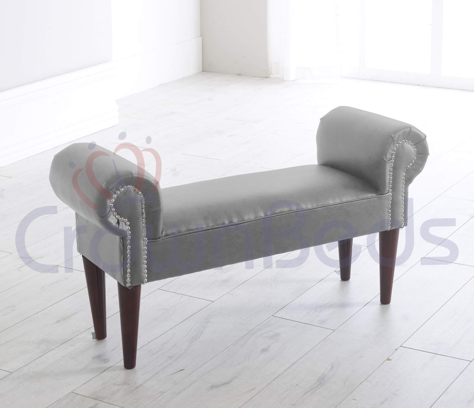 chaise New Faux Leather Lounge Chair (Silver)