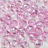 YHYPOCI 400pcs 4mm Crystal Glass Beads for Crafts Faceted Rondelle Glass Beads for Jewelry Making Crystal Spacer Beads for Necklaces Bracelets Earrings DIY Craft(Pink AB)