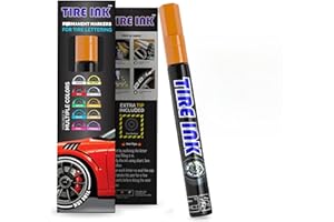 Tire Ink Orange Color Tire Paint Pen - Waterproof Permanent Paint pens for Car Wheels Lettering | Car Wash Safe and Durable | Made in Japan (Pack of 1)