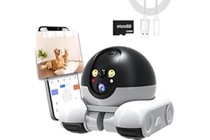 OROMVO Pet Camera, 1080p Security Camera for Home, Movable Robot Pet Cam Indoor with Phone App, Wireless Dog/Cat/Baby Monitor WiFi Version+32G SD Card, 2-Way Talk, Night Vision, Motion Detection