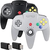 2 Pack 2.4 GHz Wireless N64 Controller, w/USB Dongle, Compatible with Windows Laptop PC iOS Mac Linux Raspberry Pi, NS/NSO - 