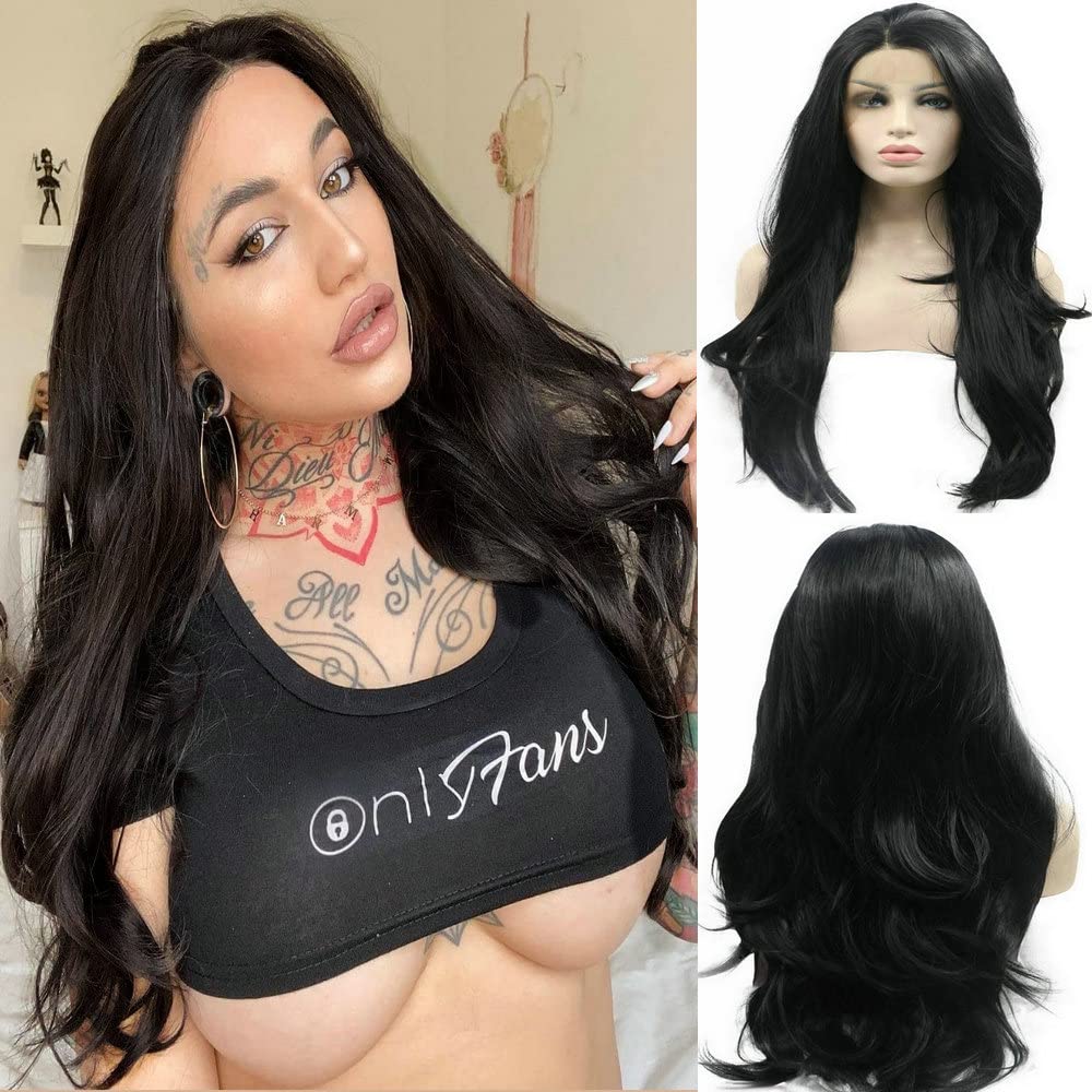 long wavy synthetic lace front wig for women cosplay party (1b) โ image 1