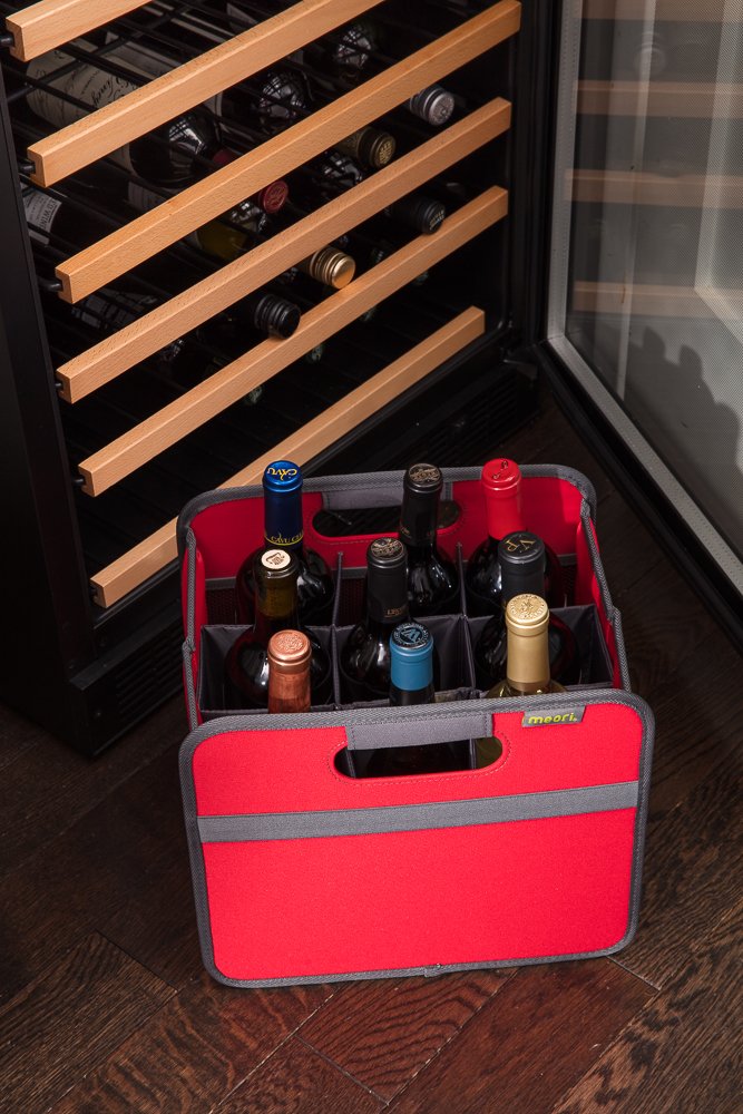 meori Foldable Wine Carrier 9 Slot Azure Blue Carry Liquor Glasses