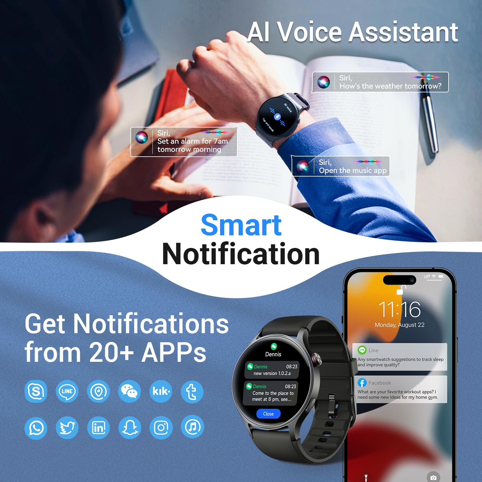 Fitpolo Smart Watch for Men and Women, 1.32\