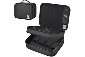 STEADTEP Hair Clipper Case Barber Bag Double Layer Large Capacity Organizer for Clippers, Guards, Scissors & Accessories, with Transparent Pouch, Portable Professional for Barbers & Stylists (Box Only)