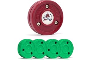 Green Biscuit 4-Pack Snipe New 2.0 Off Ice Hockey Pucks with 1 NHL Puck, Street Hockey Puck for Stickhandling and Shooting Practices - Official