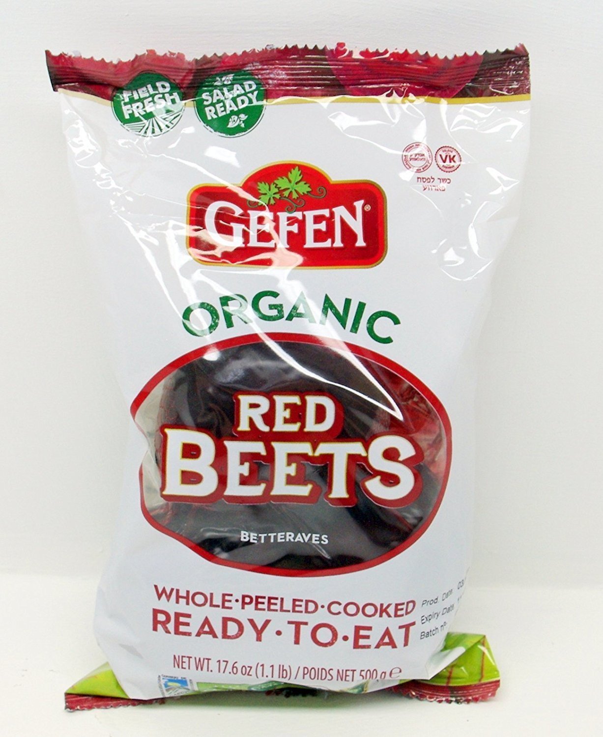 Gefen Organic Red Beets, Whole, Peeled, Cooked & Ready to Eat, 1.1lb (3