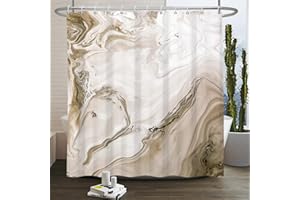 Leowefowa Luxury Marble Shower Curtain Light Brown Modern Abstract Art Bathroom Shower Curtains Cracked Texture Aesthetics Ar