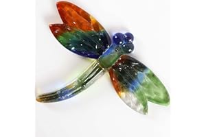 Dragonfly Stained Glass Jewels for Crafting Tiffany Lampshades Window Panels Suncatchers Accent Wall BIEYE GJDRM-S (Multicolored, S-3.4Lx2.6W)