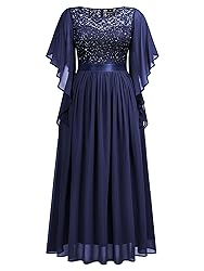 Miusol Women's Plus Size Sequin Lace with Ruffle