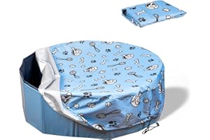 Docuwee Foldable Round Dog Swimming Pool Cover, for 63" Collapsible Outdoor Tub, PVC Coating Waterproof and UV Protection, Leakproof Washable Kiddie Pet Small Paddling Bath Accessories