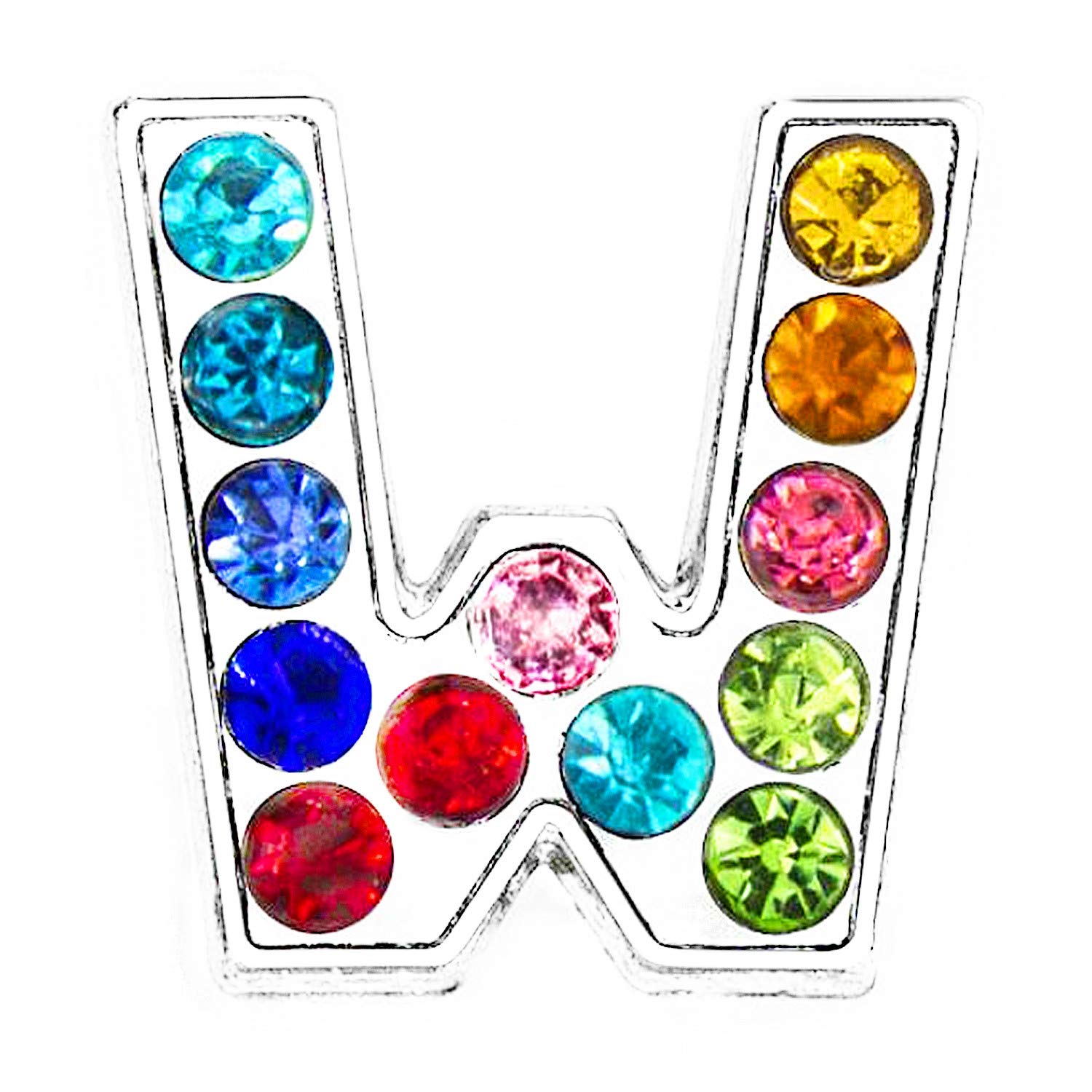 ZHU YU CHUN 50pcs Full Colors Rhinestones 8mm Slide Alphabet Letters W for DIY Slide Wristbands Bracelets,Jewelry Making Charms (Colors W)
