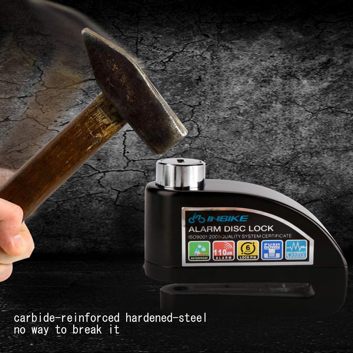 bedee Screamer Motorbike Lock, Anti-thief Motorcycle Alarm Disc Lock Zinc Alloy Heavy Duty Motorbike Bike Bicycle Disc Lock Waterproof 110dB Alarm Sound 6mm Pin Motorcycle Brake Disc Security Disc Lock with 1 Reminder Cable/3 Keys /1 Set Ba