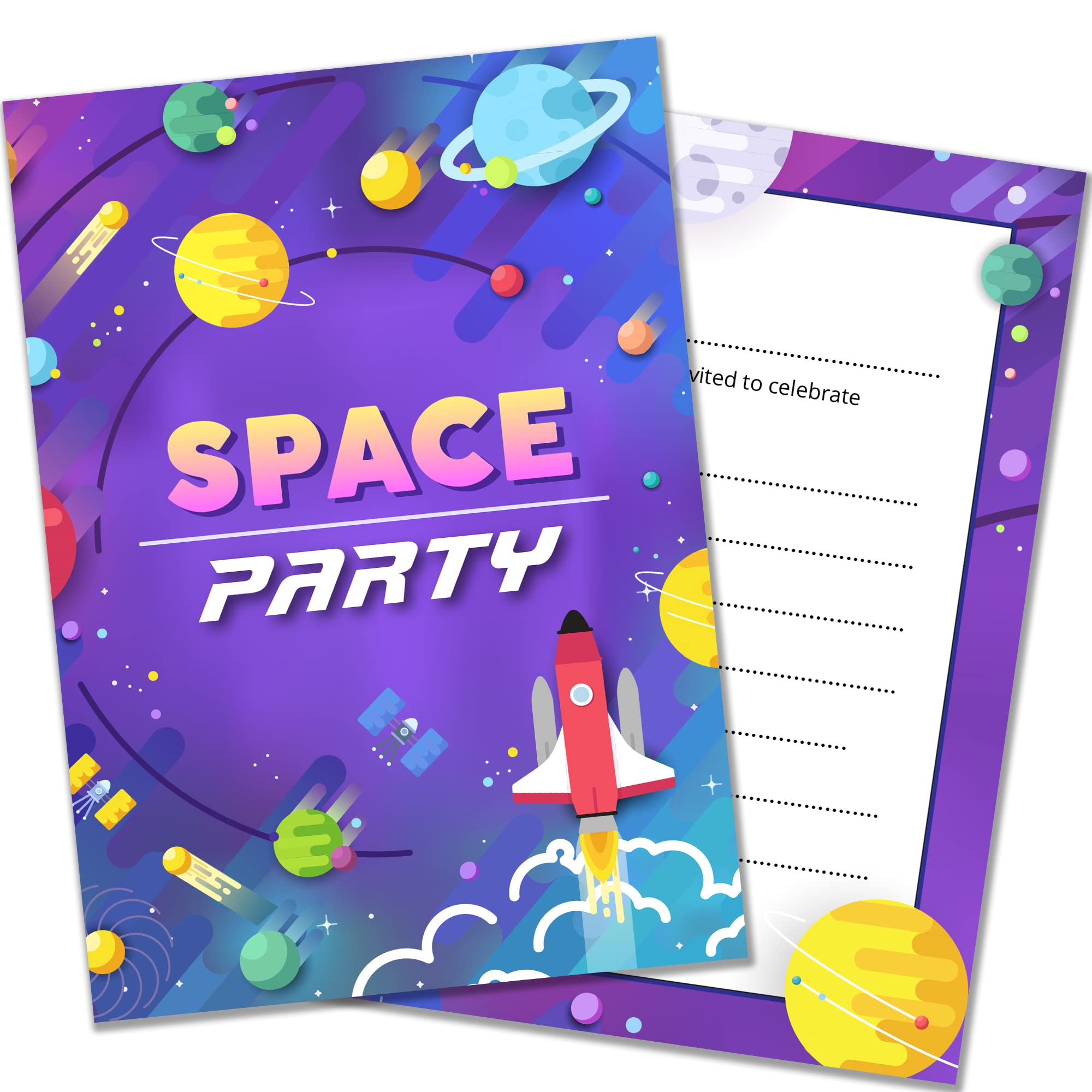 Olivia Samuel 20 x Space Party Invites from A6 Double Sided Cards with Envelopes