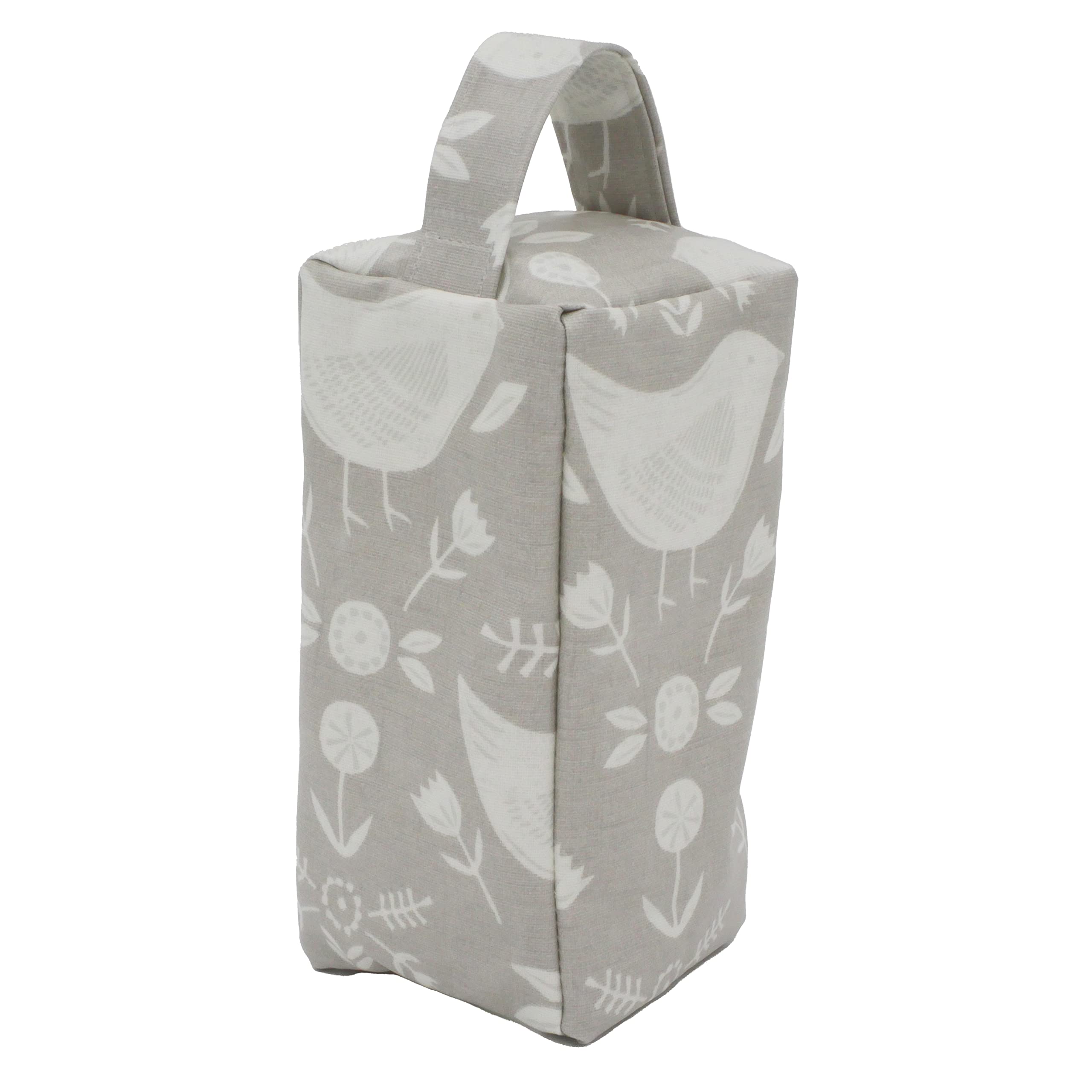 Fabric Door Stop, Tall Decorative Oilcloth Door Stopper for Outdoor, Indoor, Patio, Kitchen, Bedroom Use - 20cm/8in Tall Fabric Door Stop - Unfilled (Narvik Grey)