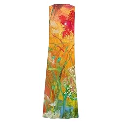 Maxi Dress for Women Sleeveless Casual Round Neck