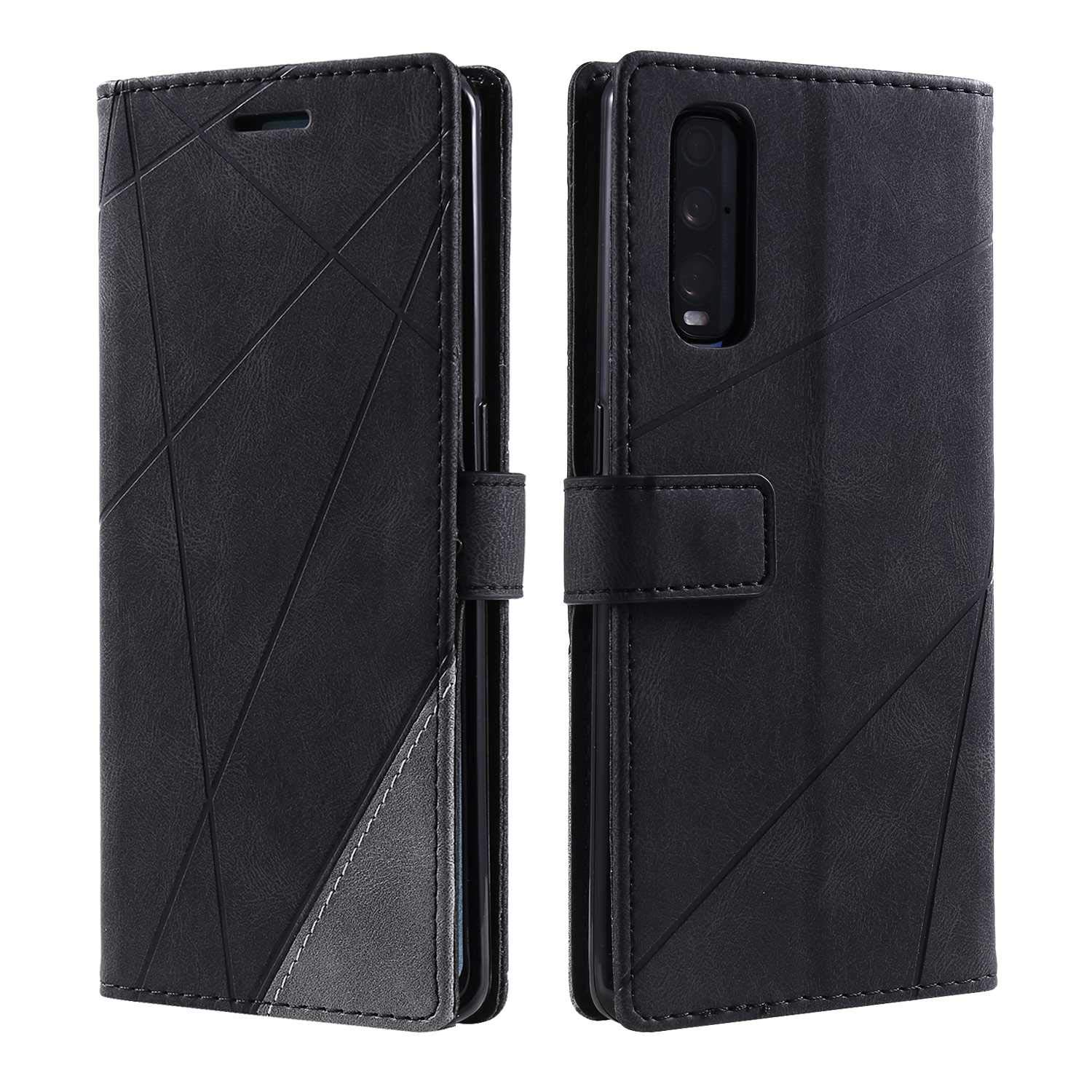 SONWO Case for Oppo Find X2 Case, Premium Leather Flip Wallet Case Magnetic Closure Card Slots Kickstand Phone Case for Oppo Find X2, Black