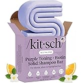 Kitsch Toning Purple Shampoo For Blondes & Color Treated Hair - Shampoo Bar For Women and Men - Biotin Shampoo for Strengthening & Neutralizing Brassy Tones - Vegan, Silicone & Sulfate Free - 3.2 oz