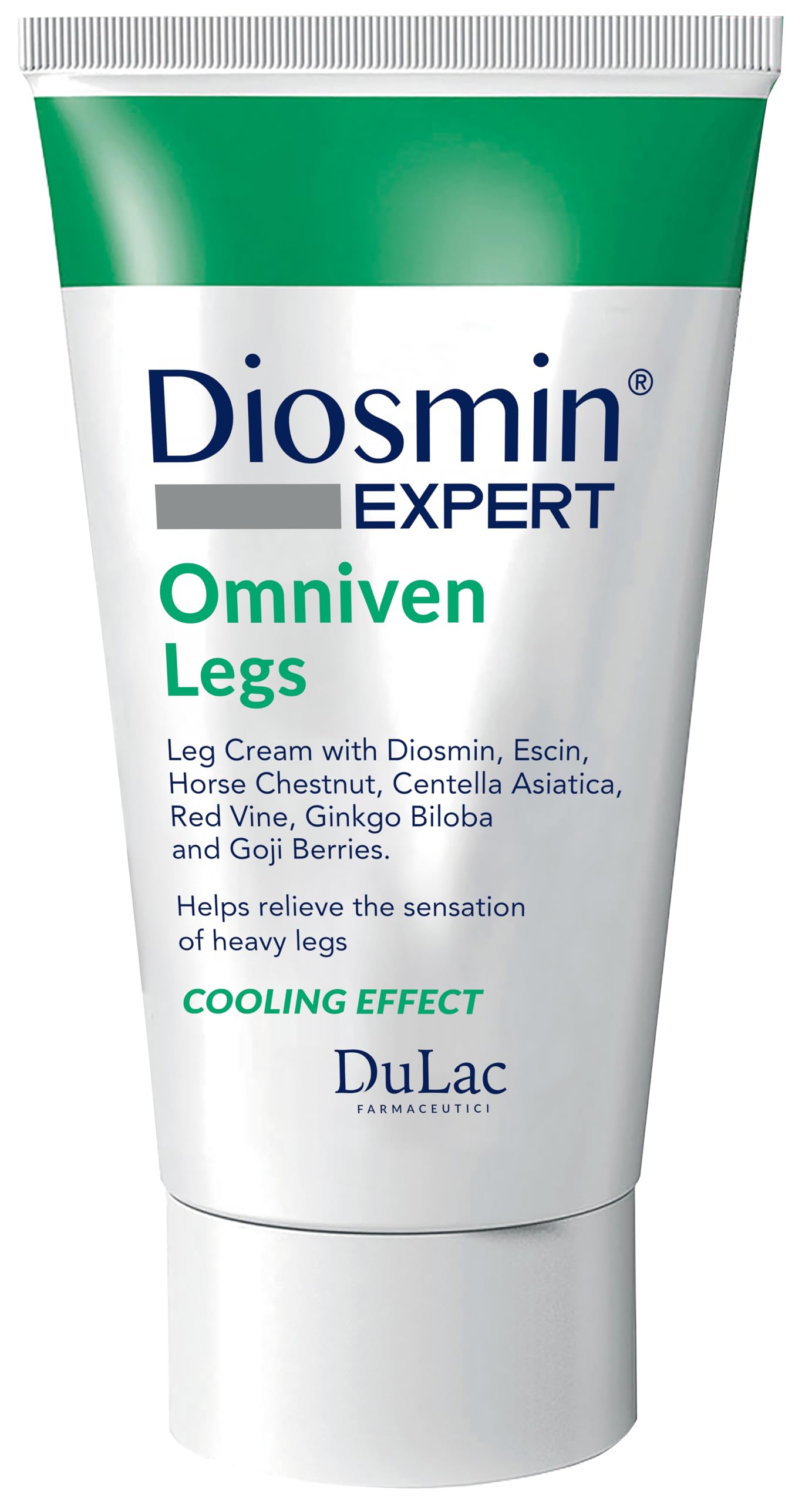 Dulac โ Diosmin Expert Omniven Cream for Heavy and Tired Legs, Refreshing Effect, 150 ml, Stimulates Blood Flow and Supports Leg Circulation, with Diosmin, Butcherโs Broom, Red Vine, Made in Italy