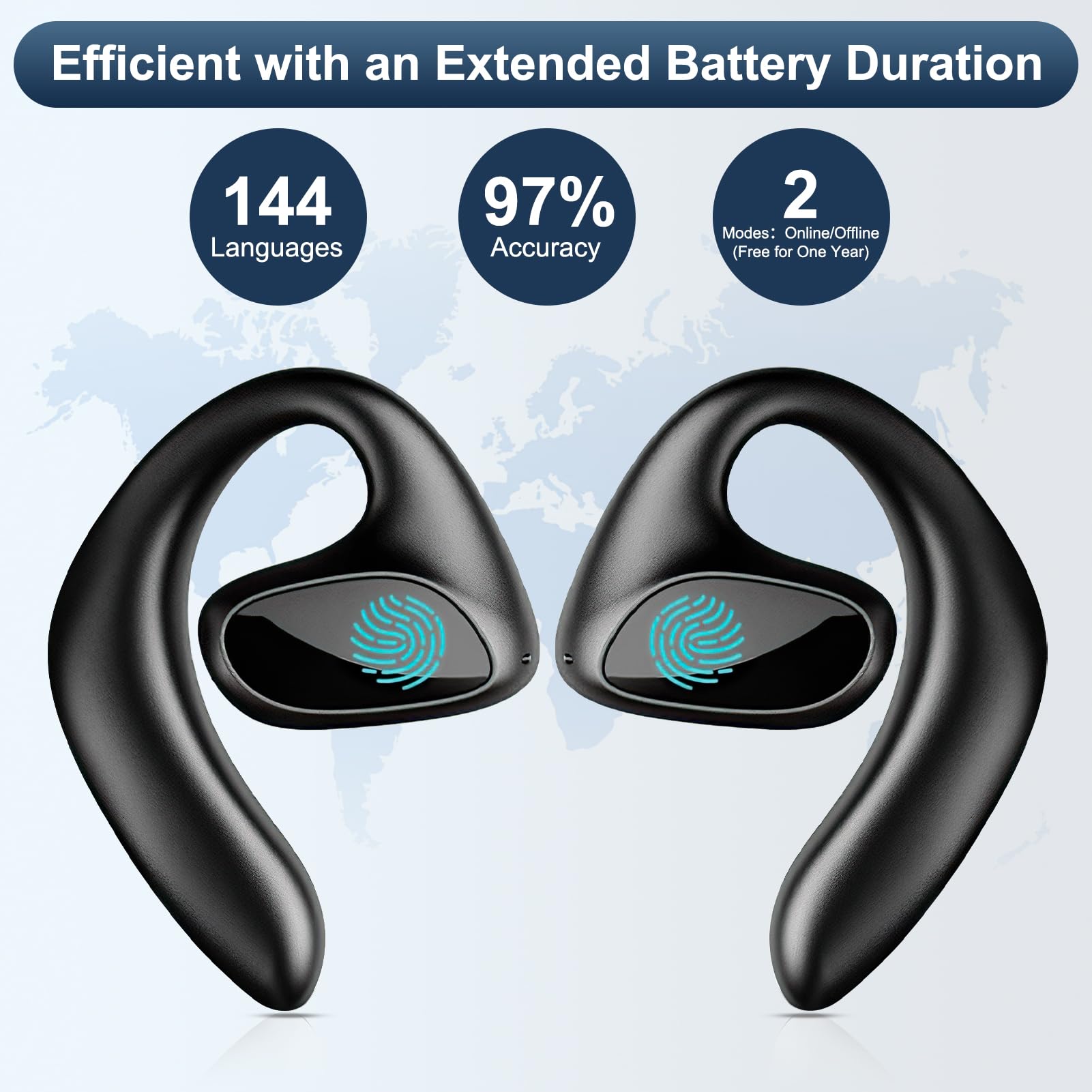 2025 Upgraded Ai Translator Earbuds, 144 Languages Real-Time Translation Bluetooth 3-in-1 HD Sound Two-Way Earbuds for Business, Travel, Learning