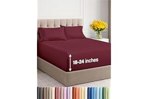 CGK UNLIMITED Extra Deep Pocket King Sheets - 4 Piece Breathable & Cooling Bed Sheets - Hotel Luxury Bed Sheet Set - Soft, Wrinkle Free & Comfy - Easily Fits Extra Deep Mattresses - Deep Pocket Burgundy Sheets Set