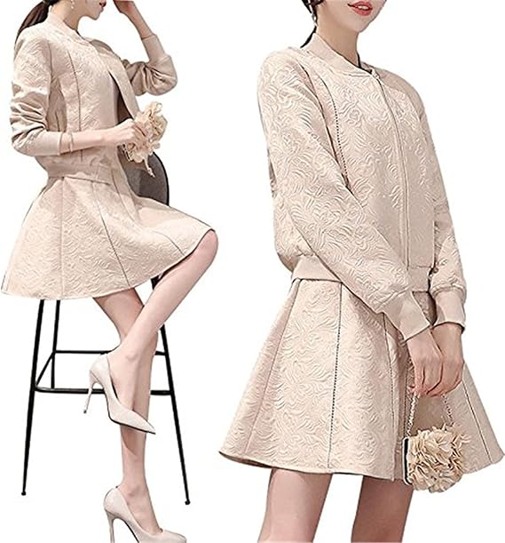 Amazon ブルゾンレディーススタジャンパーカージャケット2点セットアップ 長袖 セット オフィス カジュアル 可愛いおしゃれ春秋 スーツ 通販