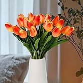 HOMESEASONS 20pcs Tulip Bouquet Lamp Artificial Flower Night Light Real Touch Tulip Night Lamp LED Flower Light for Home Kitchen Decor(Hot Pink)