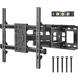 BONTEC Full Motion TV Wall Mount for 37-84 Inch TVs, Hold up to 132lbs, Max VESA 600x400mm, Swivel Tilt Dual Arms, Adjustable Viewing Angle, Fits 16" Wood Studs, Easy Assembly