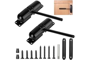 JMIATRY 2PCS Automatic Door Closer Residential, Black, Zinc Alloy, Soft Closer for Home, Left/Right Hand, Max Load 150 lbs