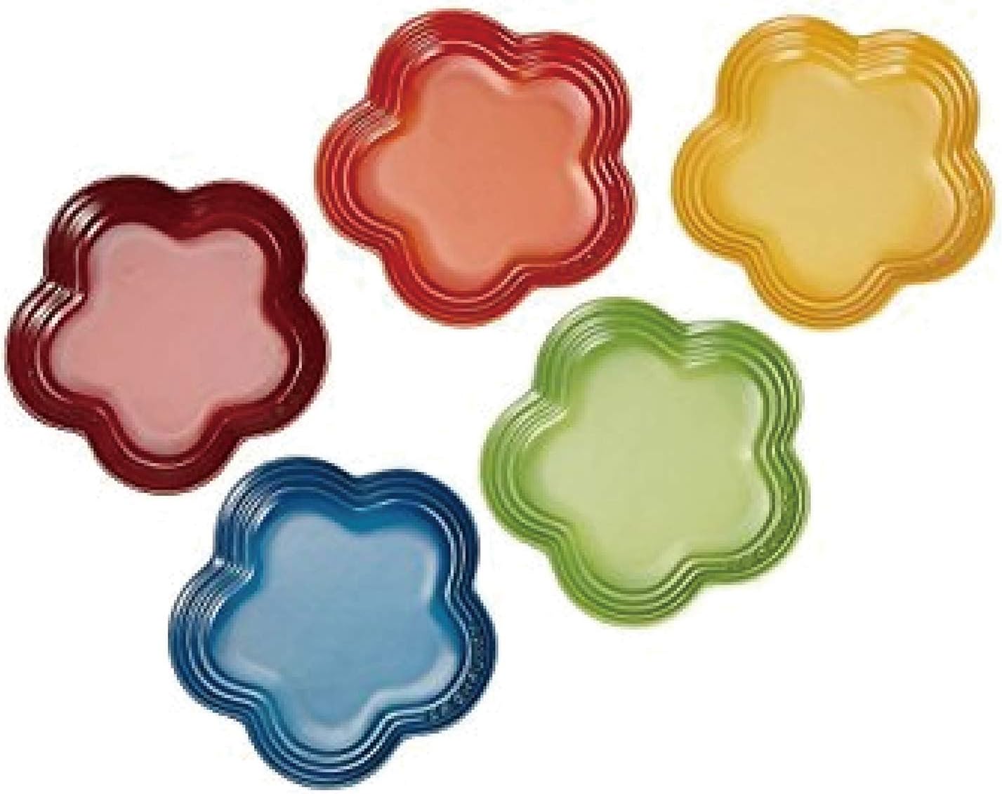 Amazon Co Jp ル クルーゼ Le Creuset 皿 フラワー プレート Lc S レインボー 耐熱 耐冷 電子レンジ オーブン 対応 5枚 入り 日本正規販売品 ホーム キッチン