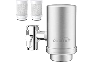 OEMIRY NSF/ANSI 42 Certified Faucet Water Filter, Stainless Steel Faucet Water Filter for Kitchen Sink, Reduces 99.99% Lead, 