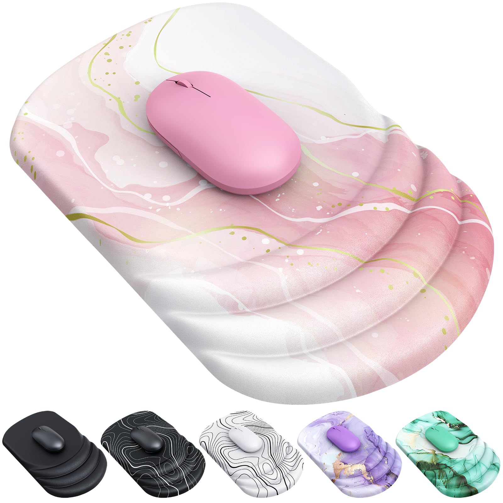 Photo 1 of MOKURU Mouse Pad with Wrist Rest, Ergonomic Mouse Pad Wrist Suppor with Non-Slip Base, Memory Foam, Suitable for Office, Game, Home (Pink)