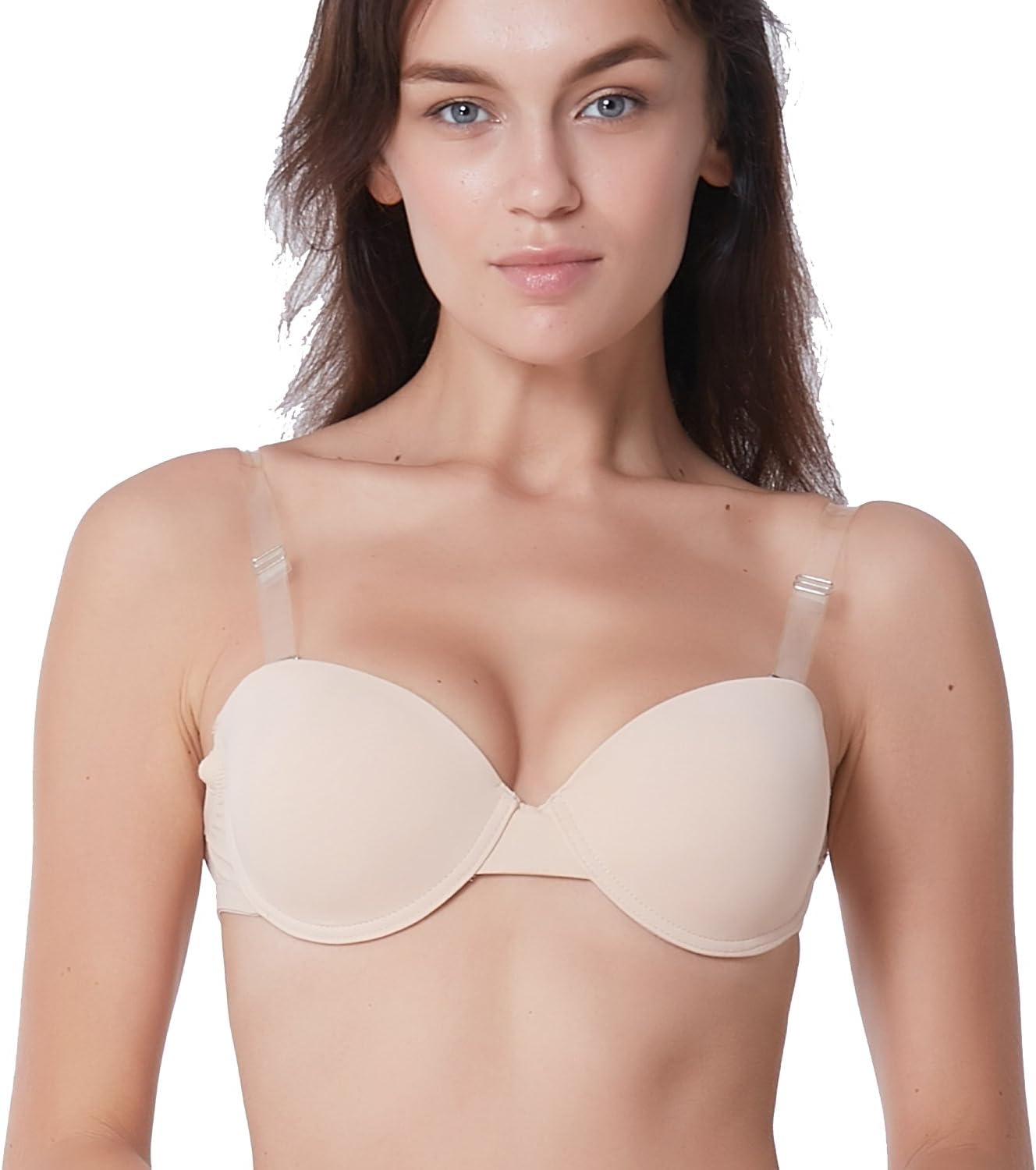 Shitagi Everyday Bra Invisible Strap Push Up Sexy Underwire Brassiere (36B, Nude)