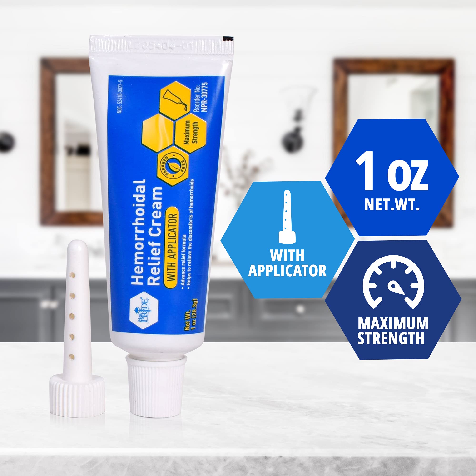 Medpride Maximum Strength Hemorrhoid Cream With Applicator - Paraben-Free Hemorrhoid Treatment For Internal & External Use- Effective Hemorrhoid Relief For Fissures, Itching, Swelling & Bleeding