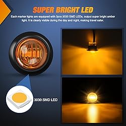 Nilight 3/4Inch Round Marker Light 10PCS Amber LED