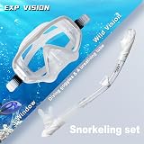 EXP VISION Dry Snorkel Set Panoramic 3 Window Mask Anti-Fog Pearl White view 6