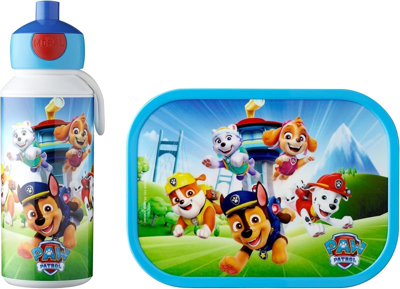 - Set de Almuerzo Campus - Fiambrera para Niños con Botella Pop-up y Fiambrera - Set de Almuerzo para el Colegio o para Llevar - Sin BPA - 400 ml + 750 ml - Paw Patrol Pups